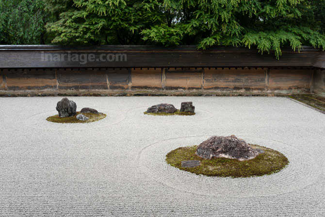 石庭(西端)と油土塀(南)